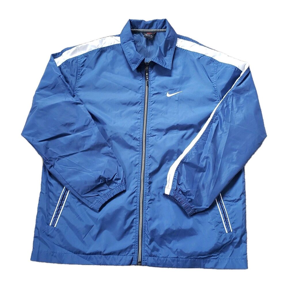 Vintage 90s Nike Sz Small Mens Blue Blue Zip Nylon Windbreaker Jacket Black Tag